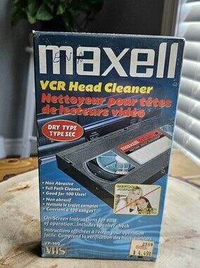 Maxell VP-100 VHS VCR Head Cleaner DRY TYPE - Factory Sealed Brand New NOS